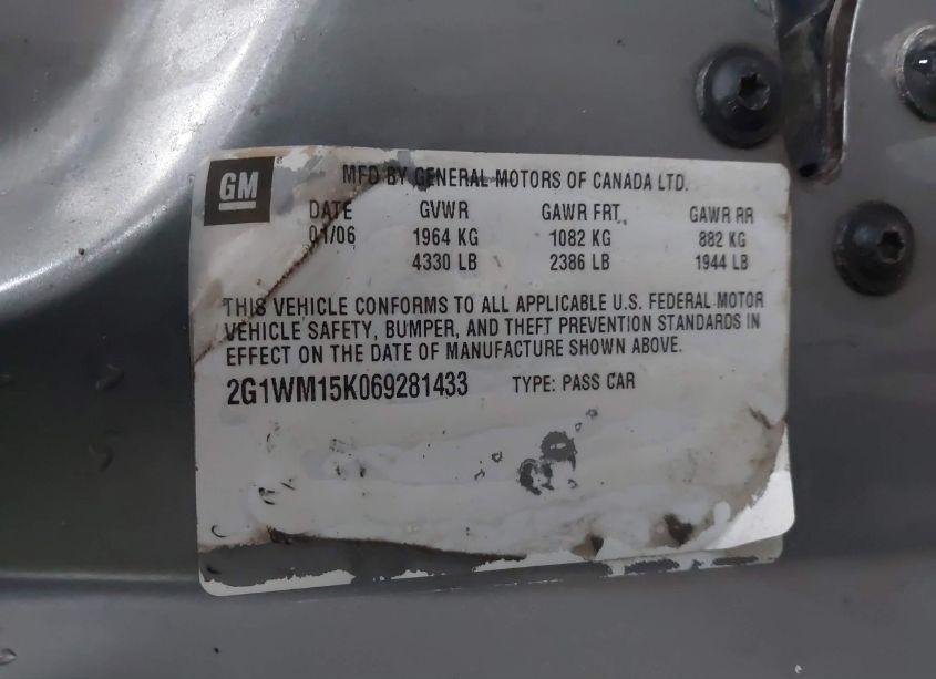 Photo 9 of 2006 Chevrolet Monte CARLO LT (VIN 2G1WM15K069281433)