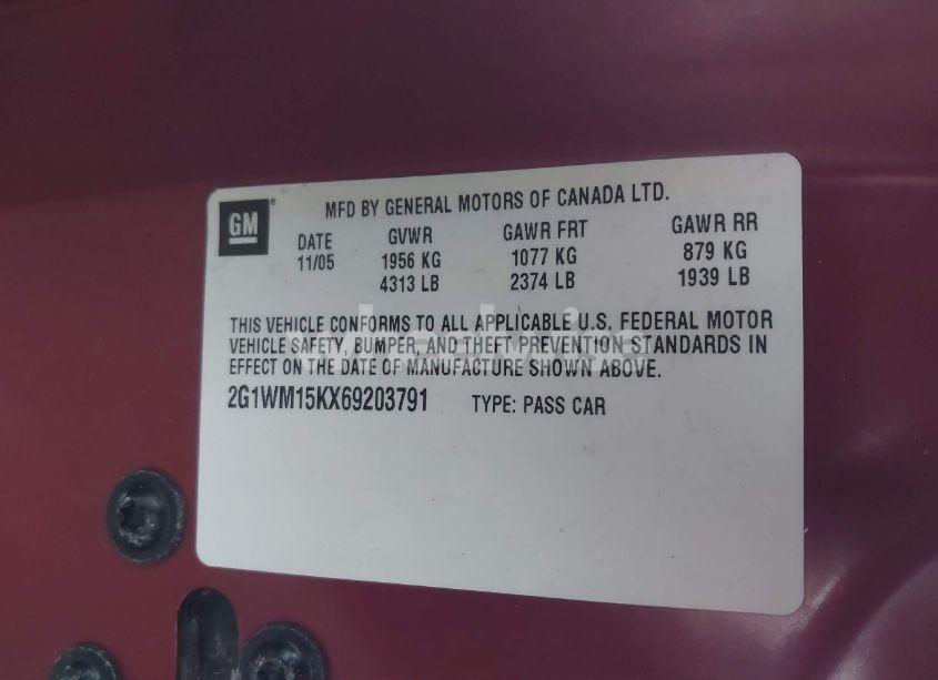 Photo 9 of 2006 Chevrolet Monte CARLO LT (VIN 2G1WM15KX69203791)