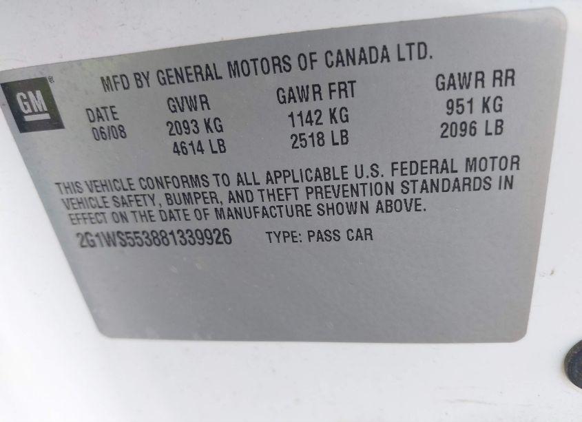 Photo 9 of 2008 Chevrolet Impala POLICE (VIN 2G1WS553881339926)