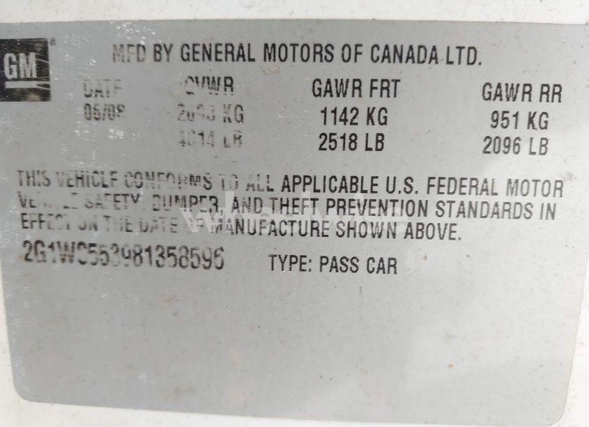 Photo 9 of 2008 Chevrolet Impala POLICE (VIN 2G1WS553981358596)