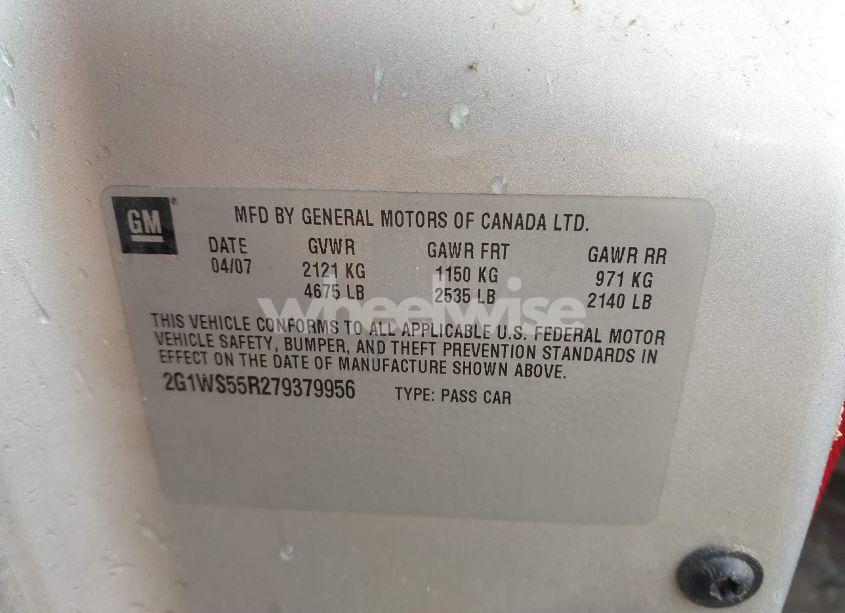 Photo 9 of 2007 Chevrolet Impala POLICE (VIN 2G1WS55R279379956)