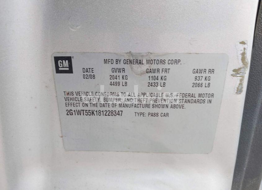 Photo 9 of 2008 Chevrolet Impala LT (VIN 2G1WT55K181228347)