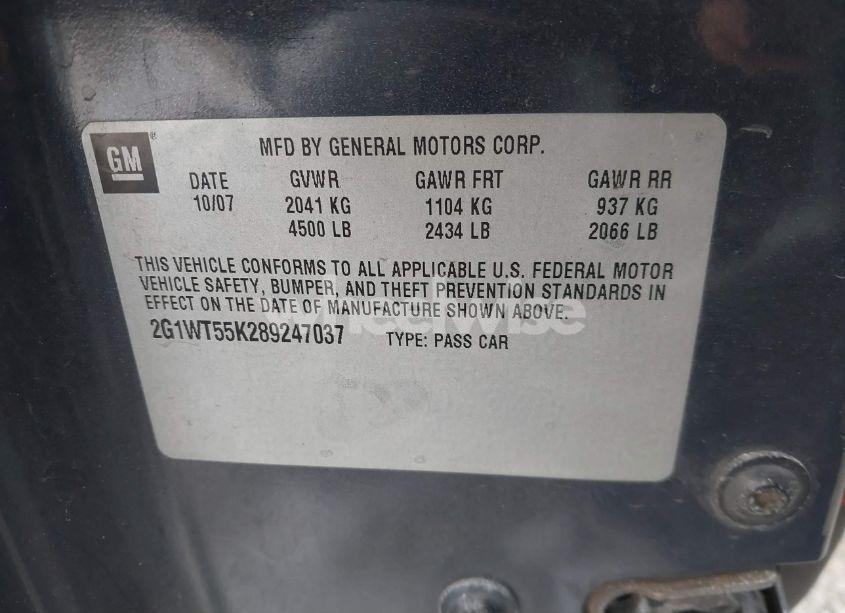 Photo 9 of 2008 Chevrolet Impala LT (VIN 2G1WT55K289247037)