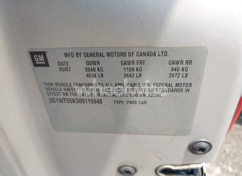 Photo 9 of 2008 Chevrolet Impala LT (VIN 2G1WT55K389119048)