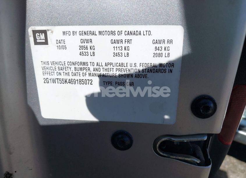 Photo 9 of 2006 Chevrolet Impala LT (VIN 2G1WT55K469185072)