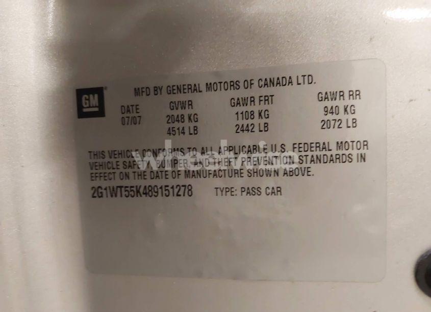 Photo 9 of 2008 Chevrolet Impala LT (VIN 2G1WT55K489151278)