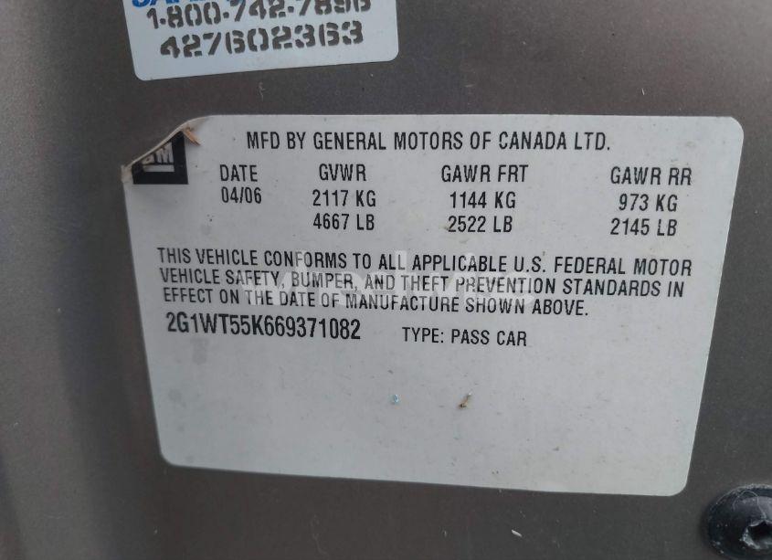 Photo 9 of 2006 Chevrolet Impala LT (VIN 2G1WT55K669371082)