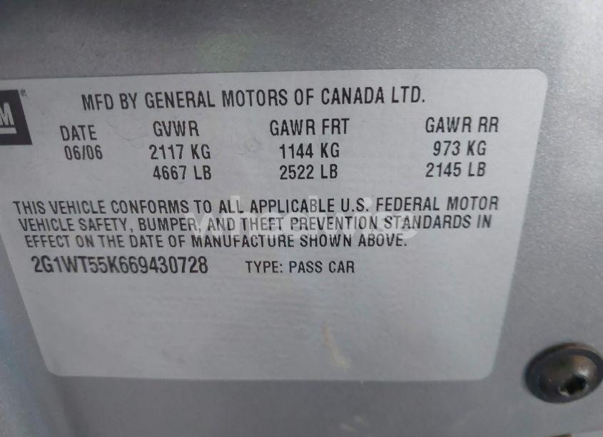 Photo 9 of 2006 Chevrolet Impala LT (VIN 2G1WT55K669430728)