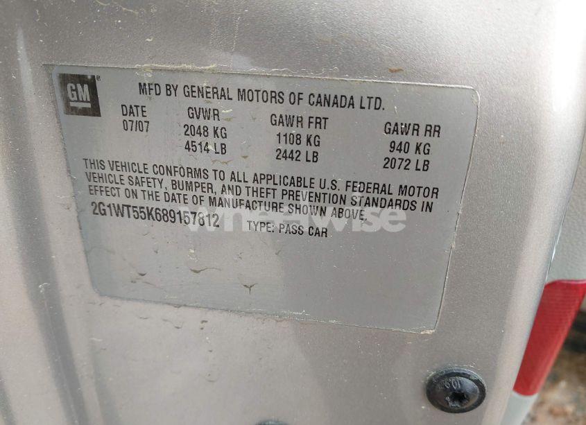 Photo 9 of 2008 Chevrolet Impala LT (VIN 2G1WT55K689157812)