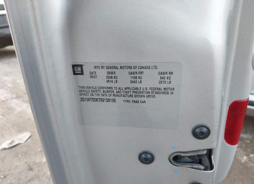 Photo 9 of 2008 Chevrolet Impala LT (VIN 2G1WT55K789138136)