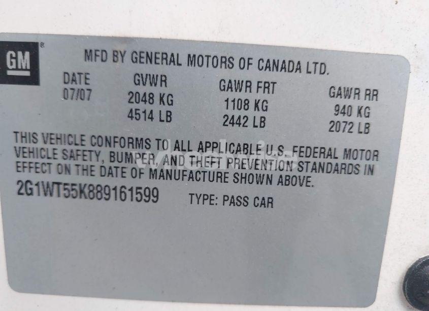 Photo 9 of 2008 Chevrolet Impala LT (VIN 2G1WT55K889161599)