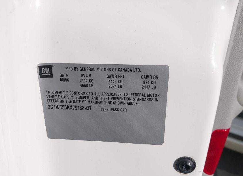 Photo 9 of 2007 Chevrolet Impala LT (VIN 2G1WT55KX79138937)