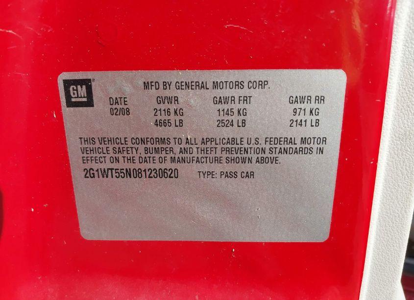 Photo 9 of 2008 Chevrolet Impala LT (VIN 2G1WT55N081230620)