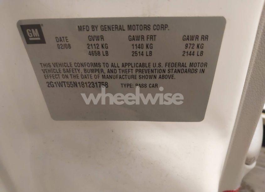 Photo 9 of 2008 Chevrolet Impala LT (VIN 2G1WT55N181231758)