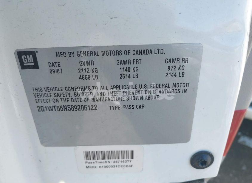 Photo 9 of 2008 Chevrolet Impala LT (VIN 2G1WT55N589206122)