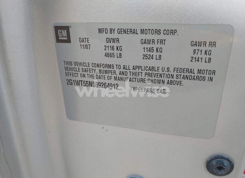 Photo 9 of 2008 Chevrolet Impala LT (VIN 2G1WT55N589264912)