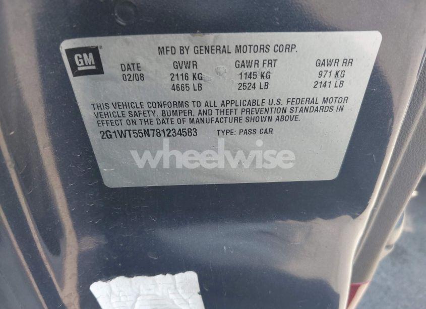 Photo 9 of 2008 Chevrolet Impala LT (VIN 2G1WT55N781234583)