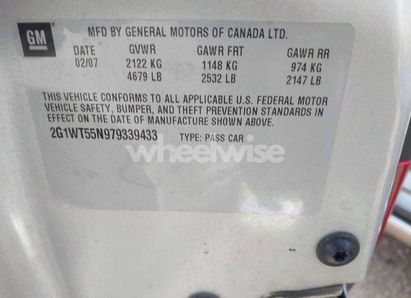 Photo 9 of 2007 Chevrolet Impala LT (VIN 2G1WT55N979339433)