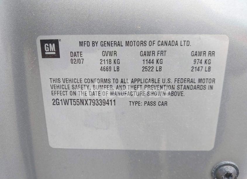 Photo 9 of 2007 Chevrolet Impala LT (VIN 2G1WT55NX79339411)