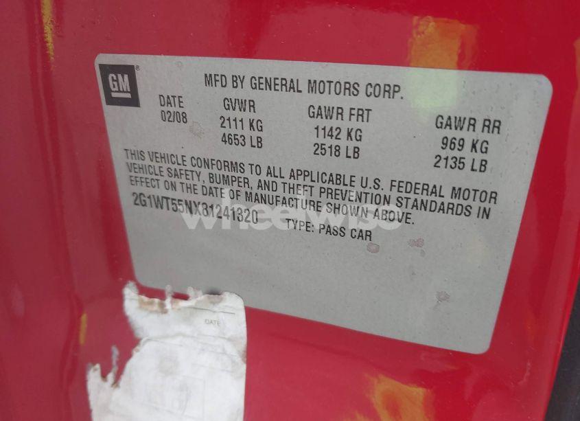 Photo 9 of 2008 Chevrolet Impala LT (VIN 2G1WT55NX81241320)