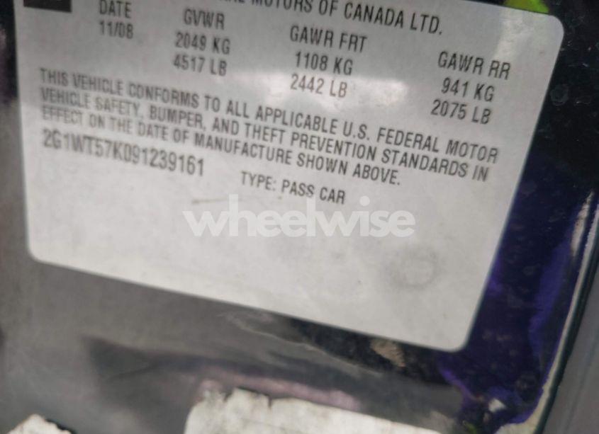 Photo 9 of 2009 Chevrolet Impala LT (VIN 2G1WT57K091239161)