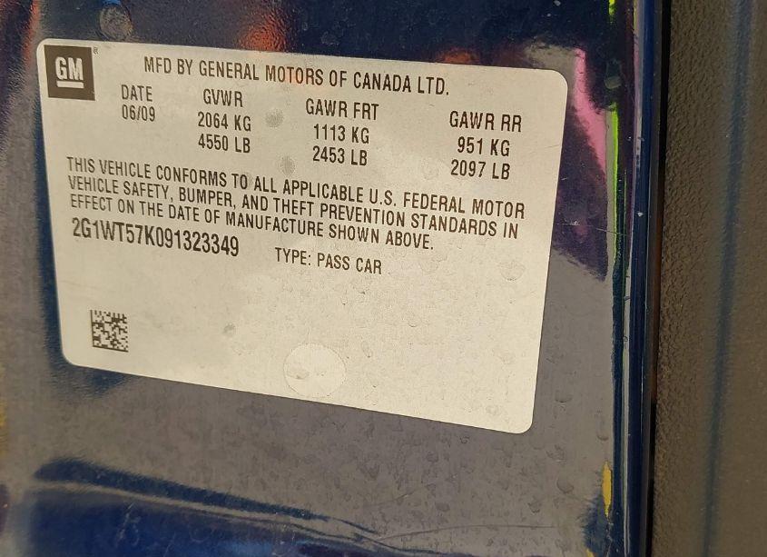 Photo 9 of 2009 Chevrolet Impala LT (VIN 2G1WT57K091323349)