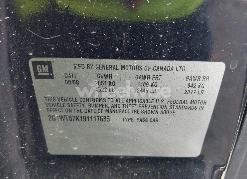 Photo 9 of 2009 Chevrolet Impala LT (VIN 2G1WT57K191117635)