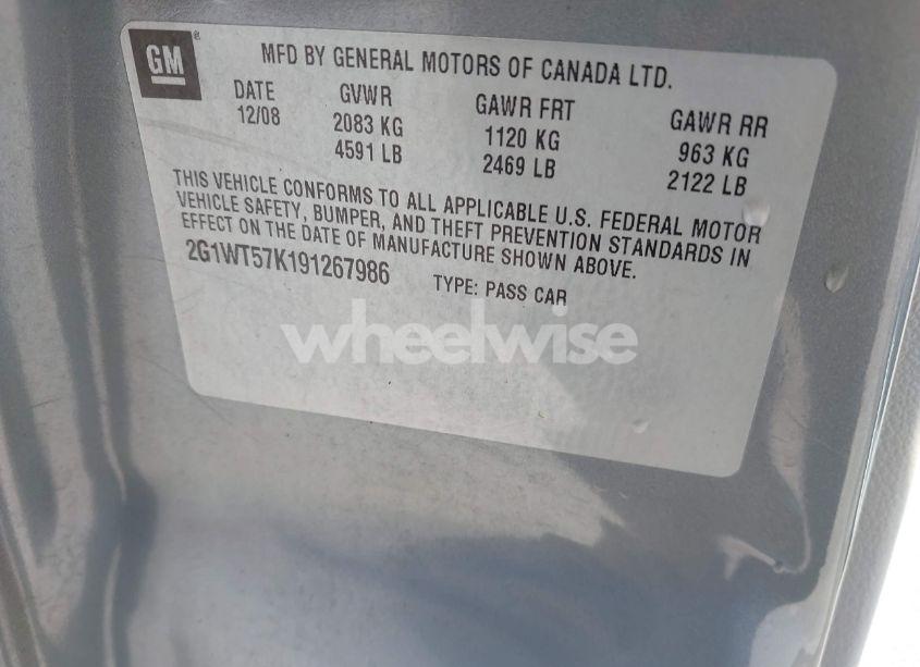 Photo 9 of 2009 Chevrolet Impala LT (VIN 2G1WT57K191267986)