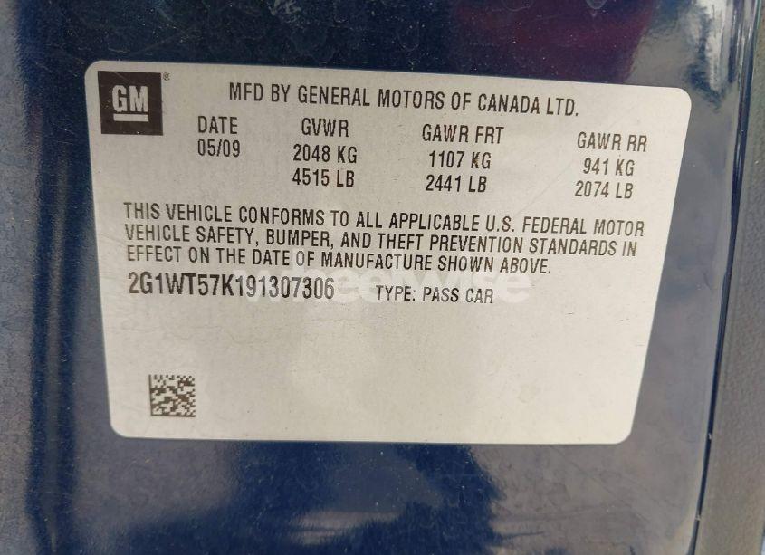 Photo 9 of 2009 Chevrolet Impala LT (VIN 2G1WT57K191307306)