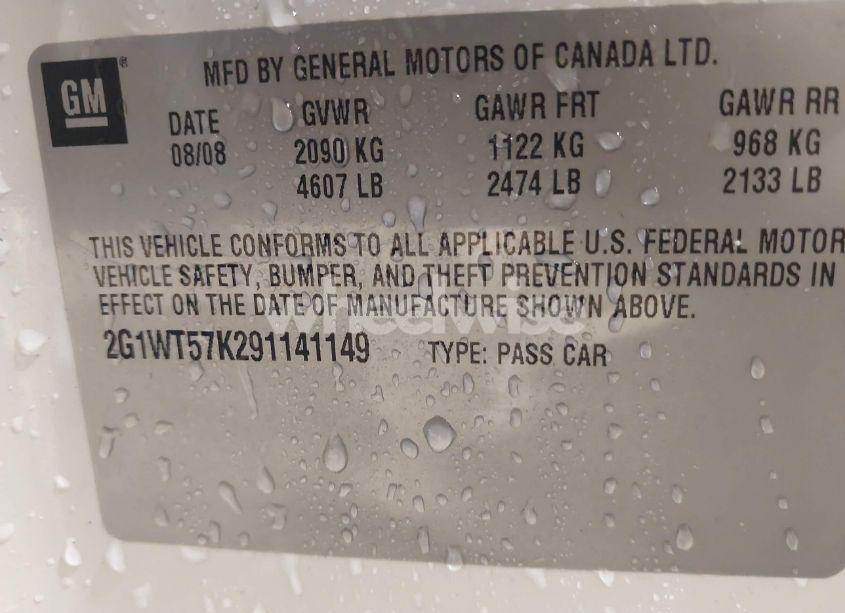 Photo 9 of 2009 Chevrolet Impala LT (VIN 2G1WT57K291141149)