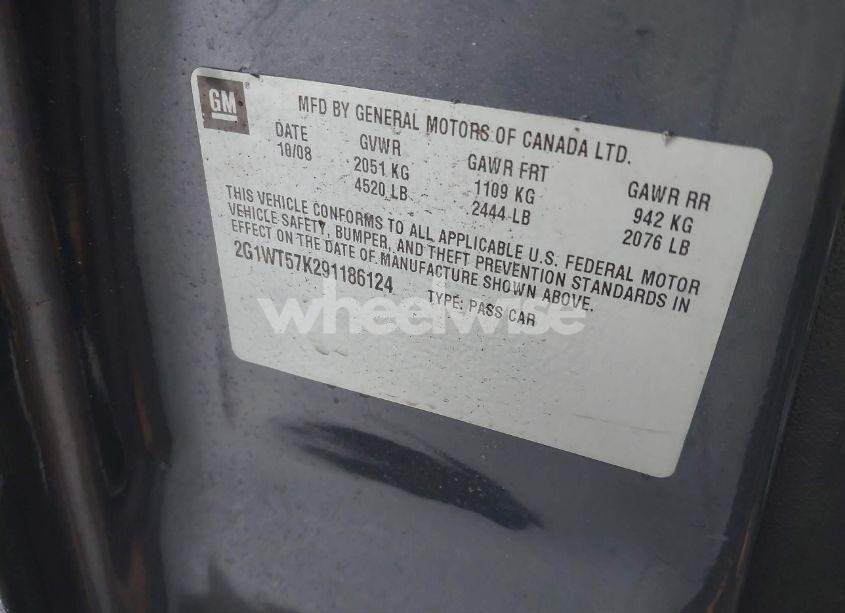 Photo 9 of 2009 Chevrolet Impala LT (VIN 2G1WT57K291186124)