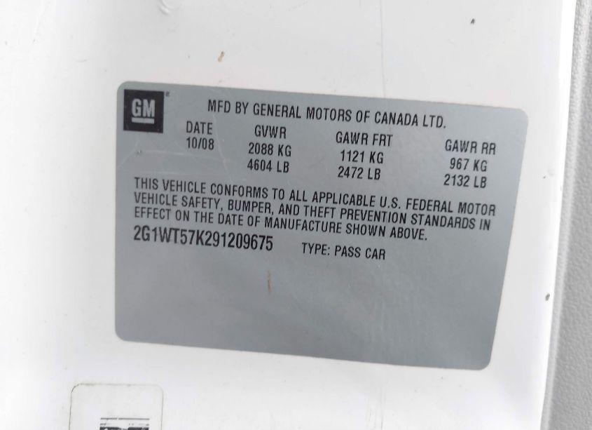 Photo 8 of 2009 Chevrolet Impala LT (VIN 2G1WT57K291209675)