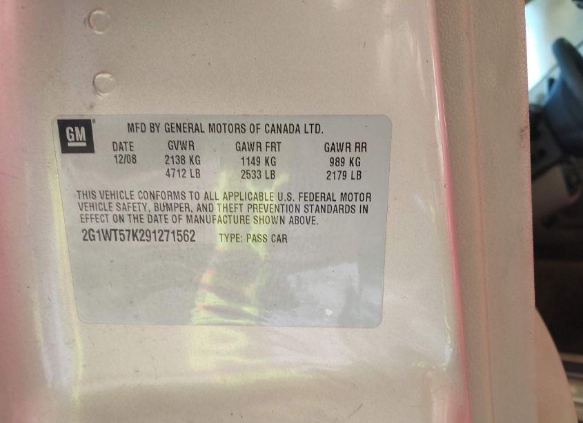 Photo 9 of 2009 Chevrolet Impala LT (VIN 2G1WT57K291271562)