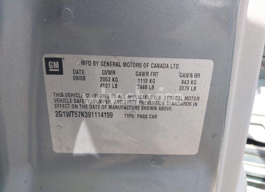 Photo 9 of 2009 Chevrolet Impala LT (VIN 2G1WT57K391114199)