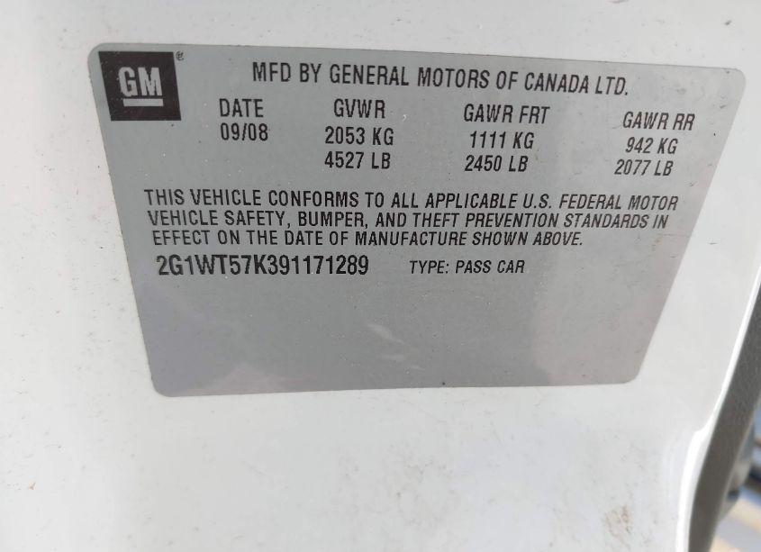 Photo 9 of 2009 Chevrolet Impala LT (VIN 2G1WT57K391171289)