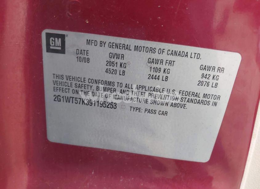 Photo 9 of 2009 Chevrolet Impala LT (VIN 2G1WT57K391195253)