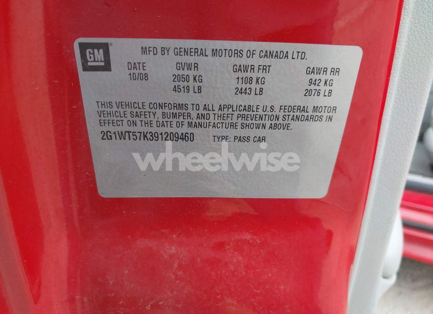 Photo 9 of 2009 Chevrolet Impala LT (VIN 2G1WT57K391209460)