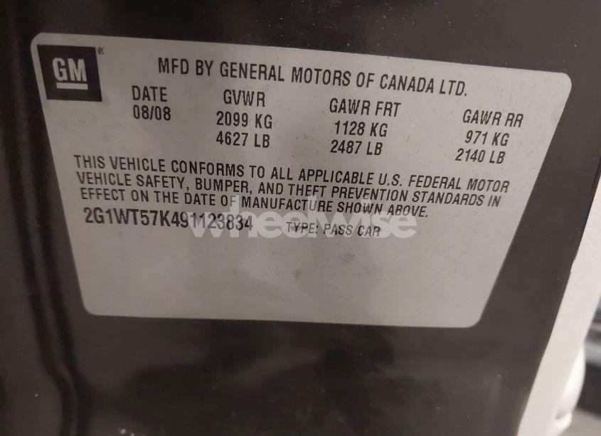 Photo 9 of 2009 Chevrolet Impala LT (VIN 2G1WT57K491123834)