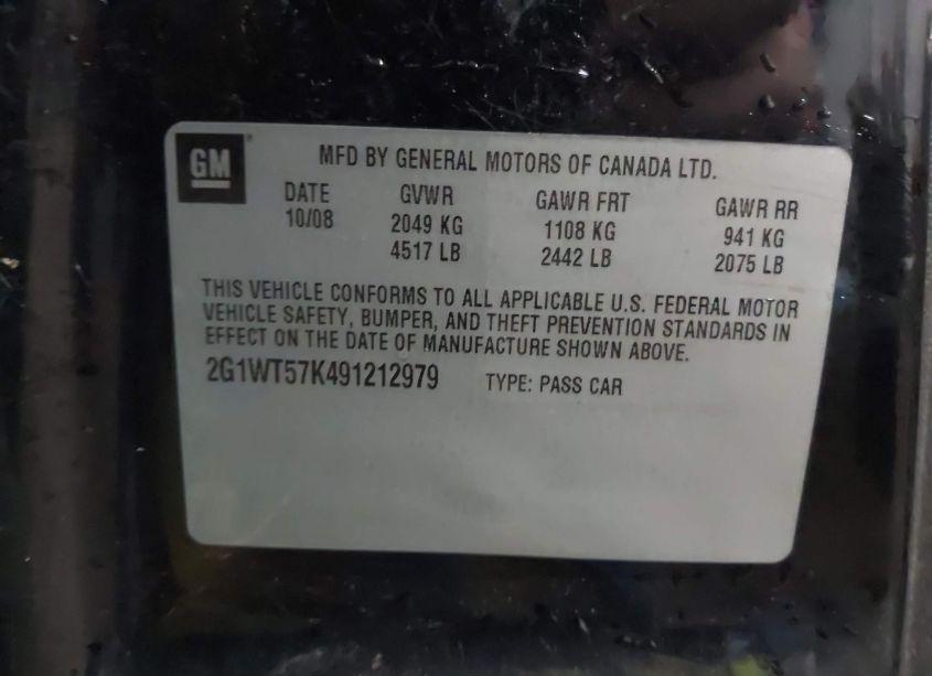 Photo 9 of 2009 Chevrolet Impala LT (VIN 2G1WT57K491212979)