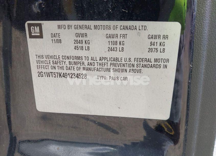 Photo 9 of 2009 Chevrolet Impala LT (VIN 2G1WT57K491234528)