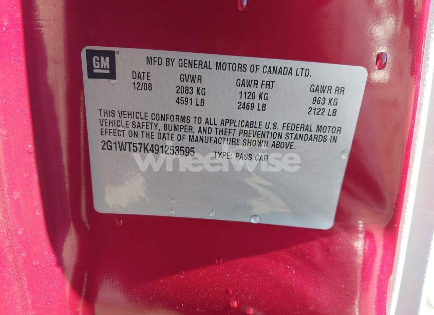 Photo 9 of 2009 Chevrolet Impala LT (VIN 2G1WT57K491253595)