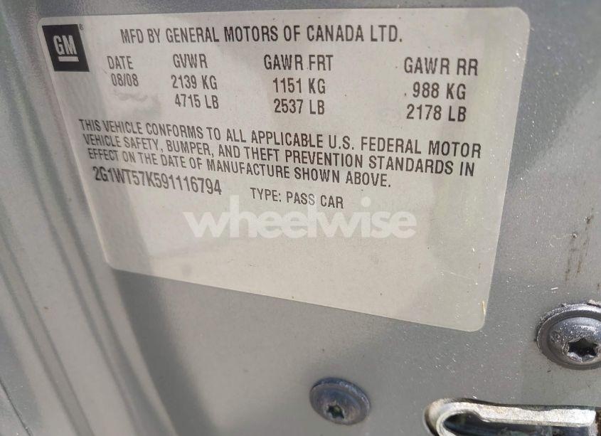 Photo 9 of 2009 Chevrolet Impala LT (VIN 2G1WT57K591116794)