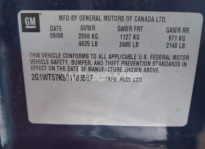 Photo 9 of 2009 Chevrolet Impala LT (VIN 2G1WT57K591183587)