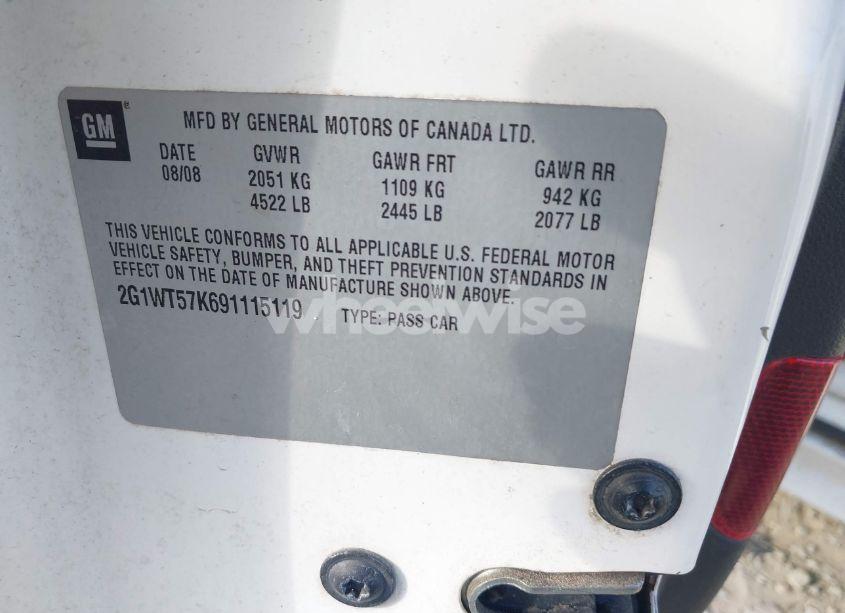 Photo 9 of 2009 Chevrolet Impala LT (VIN 2G1WT57K691115119)