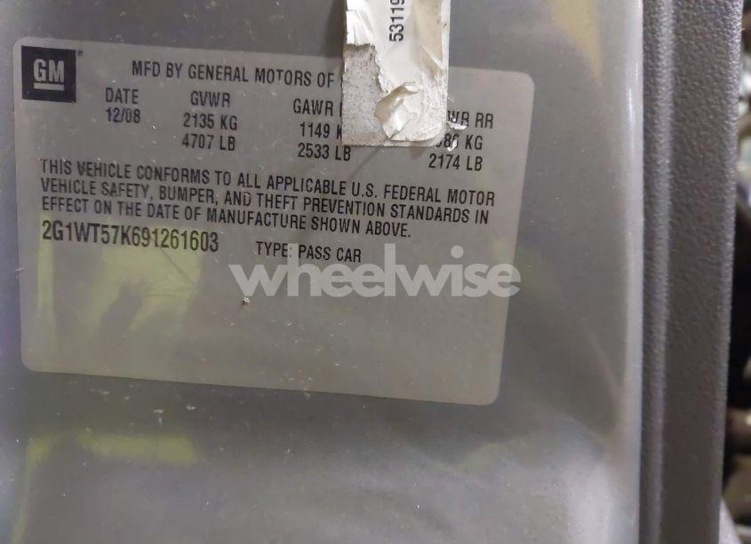 Photo 9 of 2009 Chevrolet Impala LT (VIN 2G1WT57K691261603)