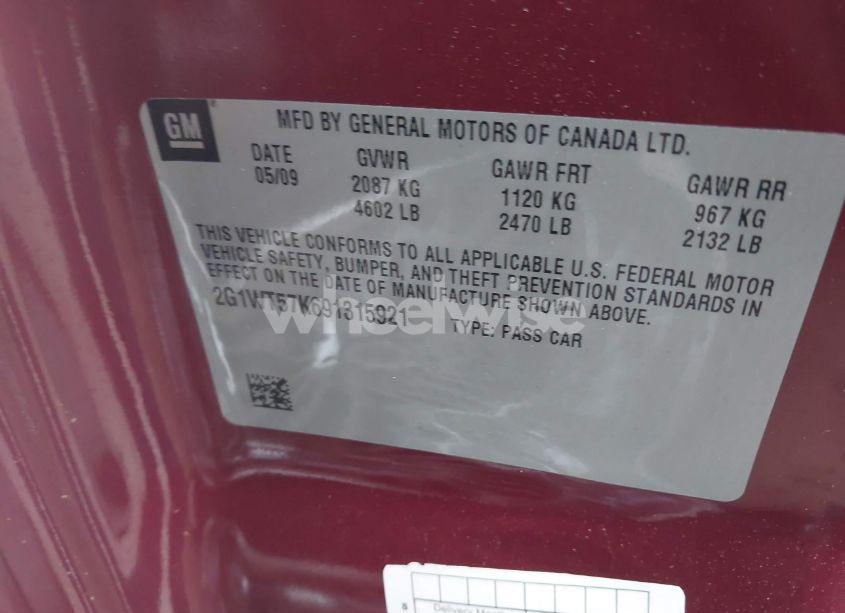 Photo 9 of 2009 Chevrolet Impala LT (VIN 2G1WT57K691315921)