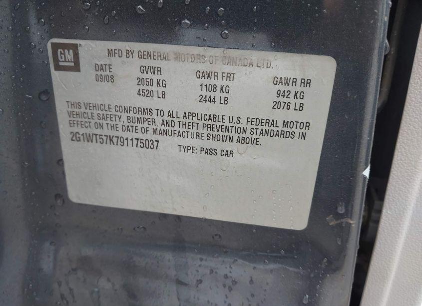 Photo 9 of 2009 Chevrolet Impala LT (VIN 2G1WT57K791175037)