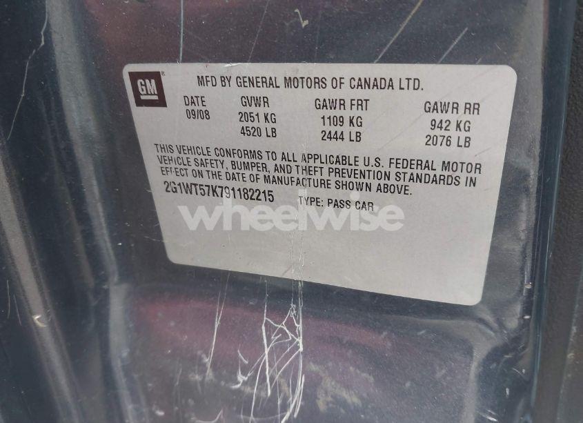 Photo 9 of 2009 Chevrolet Impala LT (VIN 2G1WT57K791182215)