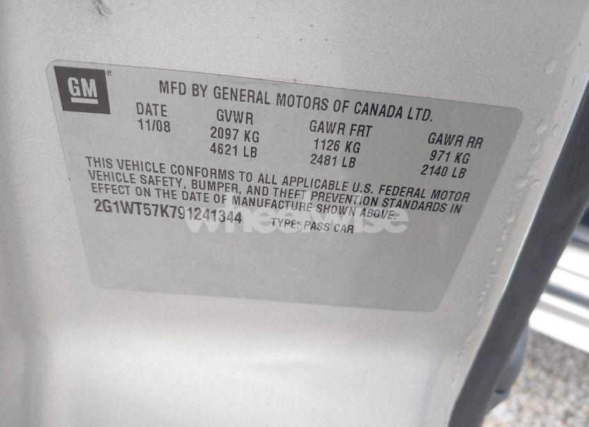 Photo 9 of 2009 Chevrolet Impala LT (VIN 2G1WT57K791241344)