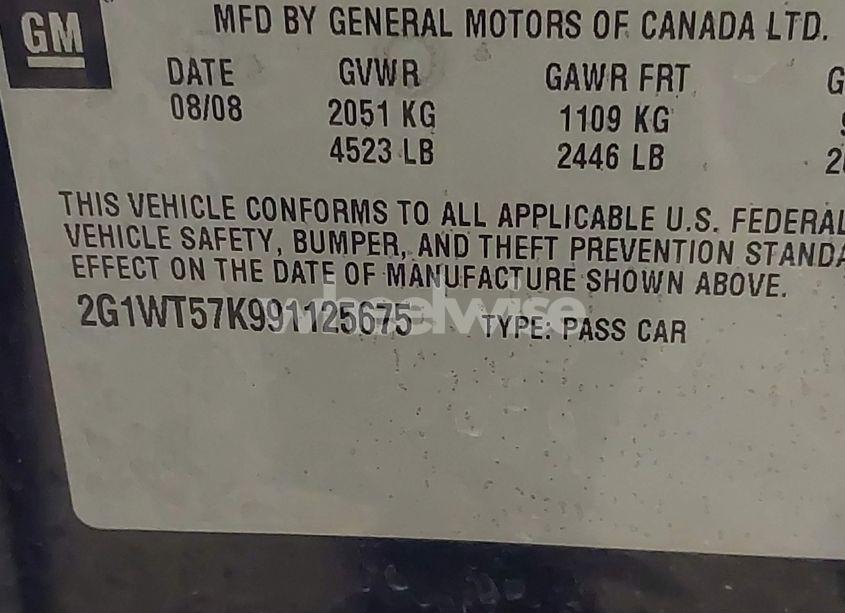 Photo 9 of 2009 Chevrolet Impala LT (VIN 2G1WT57K991125675)